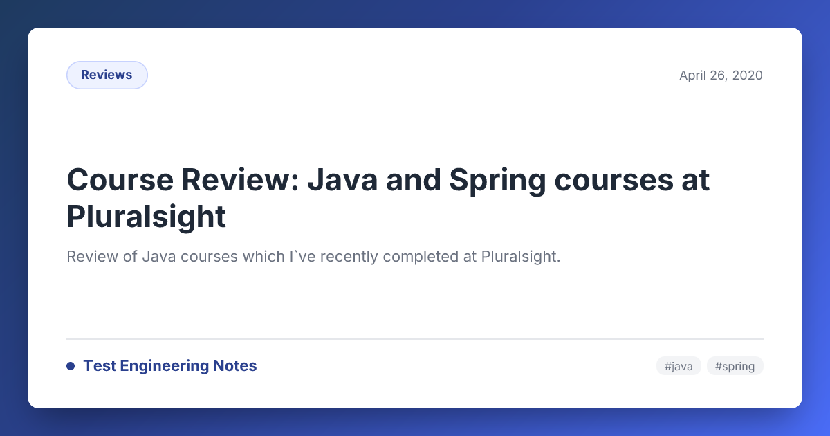Course Review: Java and Spring courses at Pluralsight — Test ...