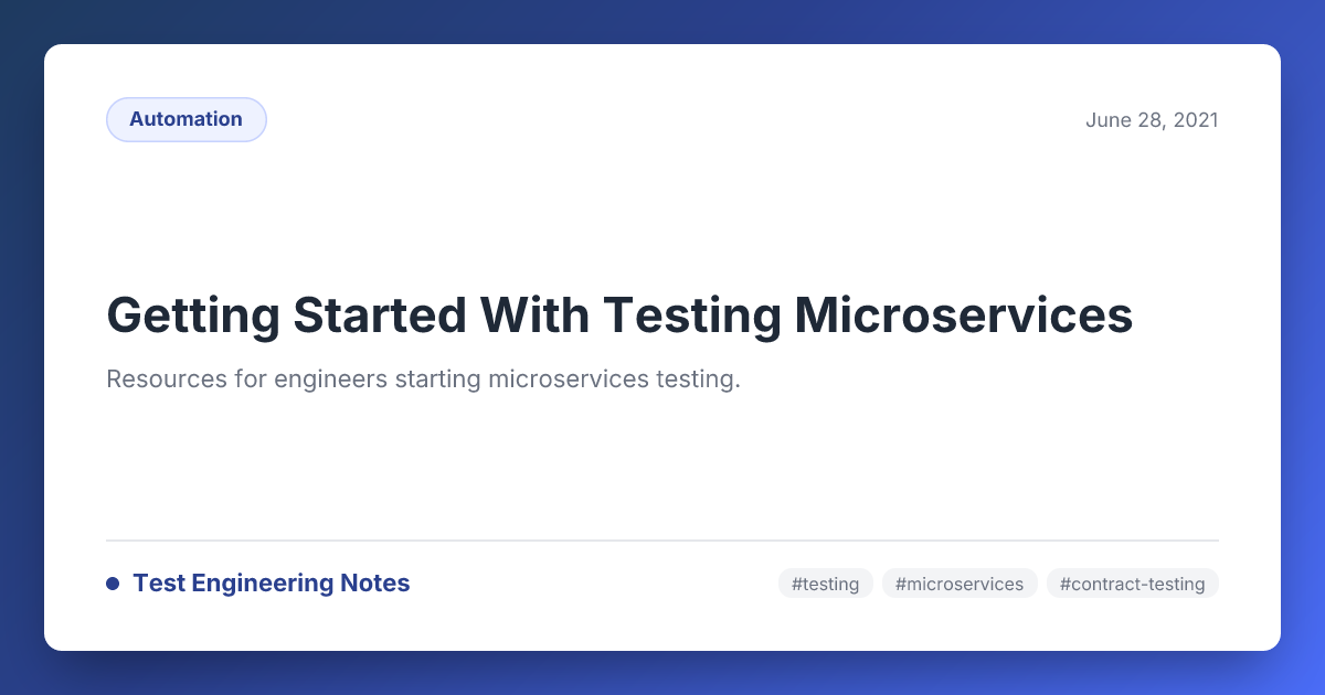 Getting Started With Testing Microservices — Test Engineering Notes